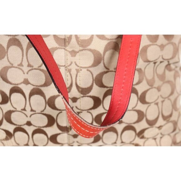 Coach Unisex Large Tan Orange Signature Hamptons Book Tote Bag Monogram Purse - Picture 7 of 12